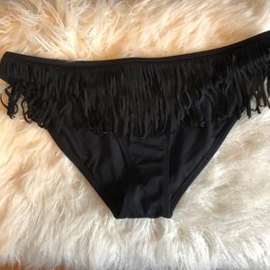 Topshop black fringe bikini bottom